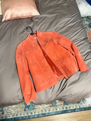 Vintage genuine leather biker jacket Orange Size L thumbnail 6