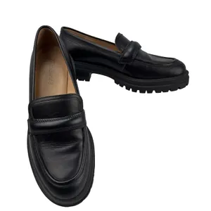Madewell Bradley Lug Sole Loafer Size 7.5 Black Smooth Leather Chunky Heel thumbnail 1