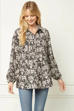 Entro Esther Floral‎ Long Sleeve Blouse Boho Cottagecore Romantic thumbnail 1