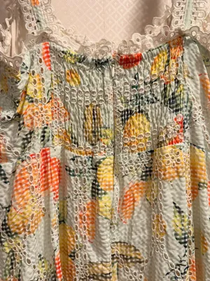 Anthropologie White Ruffled Eyelet Floral Embroidered Dress thumbnail 9