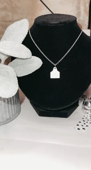 Handmade Custom Stamped Cow Tag Necklace thumbnail 2