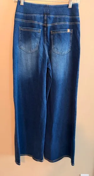 Halara Small wide-Leg Denim Pants With Stretch Small Blue thumbnail 1