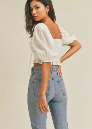 Lush Clothing Puff Sleeve Crop Top thumbnail 3