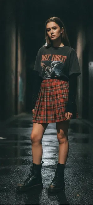 Vintage France Pleated Tartan A-Line Skirt Women's Size S Red Plaid thumbnail 1