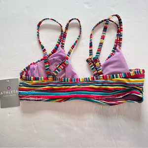 Athleta Montego Colorful Stripes Shirred Underwire Adjustable Bikini Top 38B/C‎ thumbnail 6