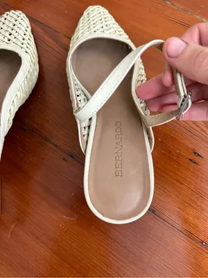 EUC Bernardo Cream Woven Leather Slingback Block Heel Pumps Cream Sz 7.5 ❤️🍄 thumbnail 7