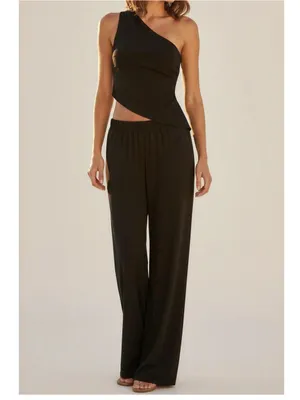 KOOKAÏ Maria One Shoulder Asymmetrical Top, Black, FR34/US2 thumbnail 2