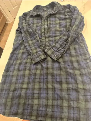 Madewell Flannel Green and blue Plaid Shirt Dress size medium thumbnail 1