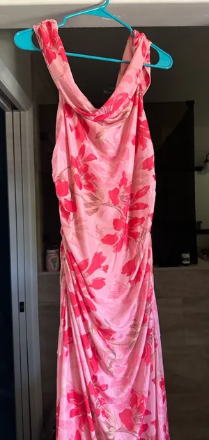 Pink Floral Cowl Neck Maxi Dress thumbnail 1