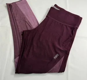 PINK Victoria's Secret Burgundy Leggings thumbnail 1
