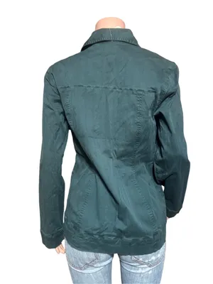 Women's spruce button up textured stripe denim jacket M Green Size M thumbnail 2