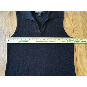 Josephine Chaus‎ Black Sleeveless Lightweight Polyester Blend Sweater Size Large thumbnail 4