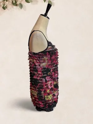 Maurices Burgundy and Black Floral Ruffle Camisole thumbnail 4