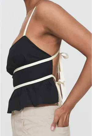 New/Unworn Princess Polly Black/Cream Top Size US 6 thumbnail 3