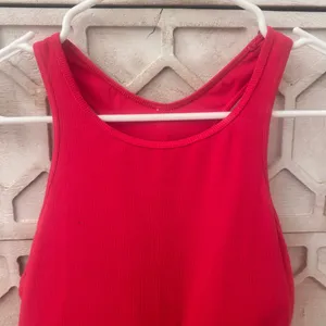 women's rib high neck racerback cropped tank top all in motion red thumbnail 6