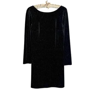 Express Velvet Dress L‎ Long Sleeve Party Cocktail Sparkle Backless Whimsigoth thumbnail 4