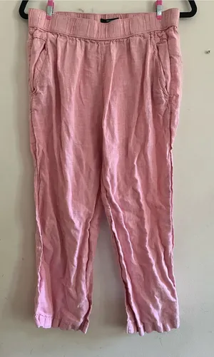 Jones New York Pink 100% Linen Straight Leg Pants Medium Pink Coastal Beach thumbnail 1