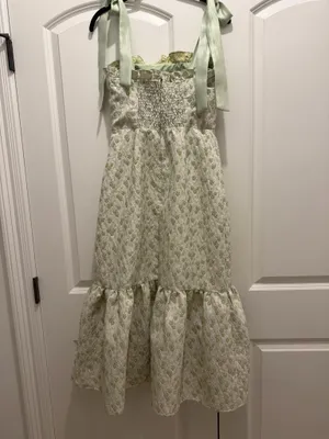 Green floral midi dress size small thumbnail 5