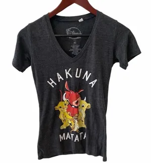Disney Lion King Hakuna Matata Gray Shirt Vneck XS Parks Collector Simba thumbnail 1