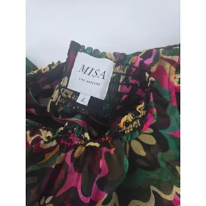 MISA Los Angeles Mini Dress Womens Large Multicolor‎ Floral Smocked Ruffle Boho thumbnail 3