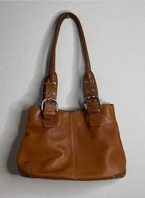 TIGNANELLO Satchel Tote Bag Caramel Leather Double Handle Magnet Closure thumbnail 1