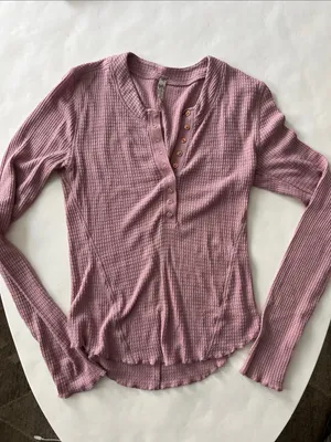 Free People Intimately One of the Girls Henley Button Down Top Mauve Large thumbnail 2