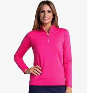 Bette & Court Swing Pink UPF 50 Quarter Zip Golf Top Moisture Wicking Large thumbnail 2