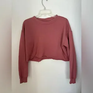 Aerie Distressed Raw Hem Crop Sweatshirt XS thumbnail 3