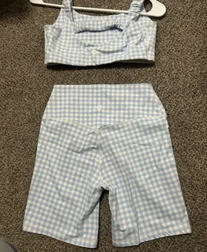 Baby Blue Gingham workout set Size M thumbnail 2