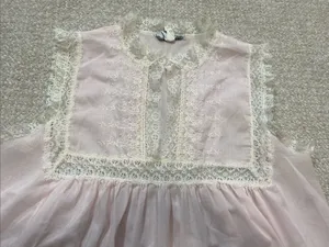 Vintage Christian Dior Lingerie Pink Lace Coquette Long Nightgown 70s 80s Size S thumbnail 8