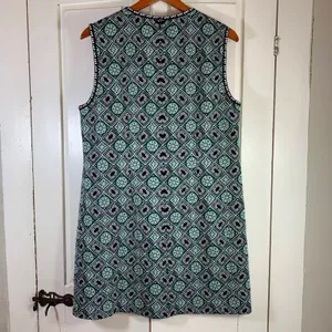 Diane von Furstenberg Green Geometric Medallion Shift Dress Large‎ Sophisticated thumbnail 9