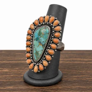 BARSE Southwestern Style Oversized Sterling Silver Turquoise Spiny Oyster Ring thumbnail 4