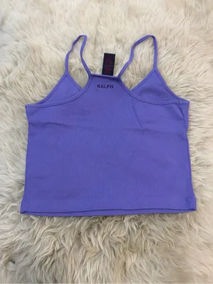 Vintage 90s Ralph Lauren Baby Tank Top Y2K Lilac Purple Cotton Crop Size S thumbnail 4