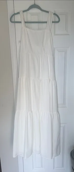 Amazon White Tiered Maxi Dress with Wide Straps thumbnail 1