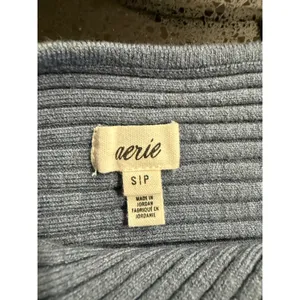 Aerie Women Small Dusty Blue Ribbed Wrap Front Knit Camisole‎ Cropped Tank Top thumbnail 4