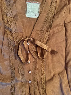 NWT Free People Marigold Shine Lace Top Holiday Toffee Size S thumbnail 3