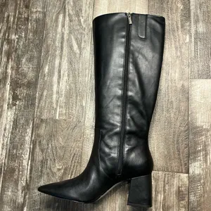 Jessica Simpson Black Knee-High Leather Women's Boot Size 9.5 Wide Calf thumbnail 10
