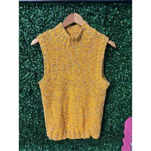 By Anthropologie Sunrise Sweater Tank Vest Womens Large Chunky Knit Mock Design thumbnail 3