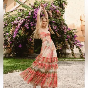 Hutch Elliott‎ Ruffled Printed Tulle Sweetheart Gown 8 NWT thumbnail 2