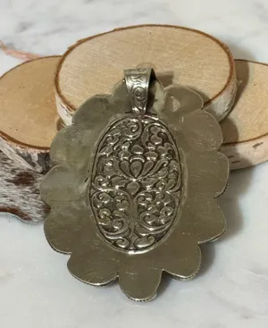 Handcrafted Pendant only - Bumblebee Jasper with Turquoise Large Size at 4” x 3” thumbnail 7