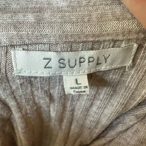 Z Supply ribbed beigecore knit L collared polo crop top thumbnail 3