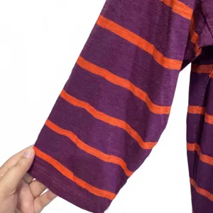 Ann Taylor Loft Purple and Orange Striped Scoop Neck Keyhole Tee Plus Size XL thumbnail 3