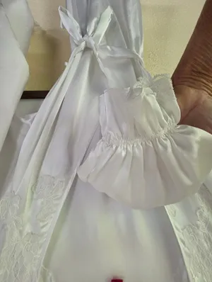Betsey Johnson White Satin Lace Short Robe XS/S thumbnail 6