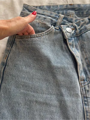 High-Rise Light Blue Denim Maxi Skirt with Front Slit, size XS western casual thumbnail 6