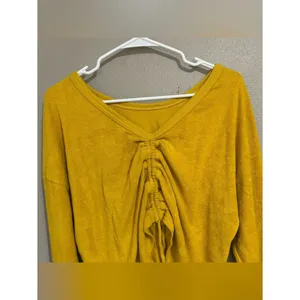Aerie Yellow Terry Cloth Cinched Reversible Pullover Sweater Women’s Size Small thumbnail 5