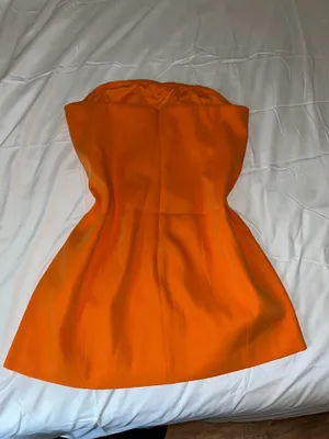 Meshki Strapless Mini Dress Orange Maci Crepe thumbnail 5