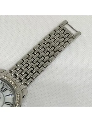 Style & co silver tone women watch rhinestones mop dial Roman 6.5” running thumbnail 4