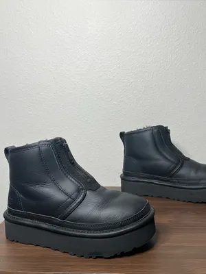 UGG Matte Black Neumel Platform Zip Up Boots Size 5 thumbnail 2