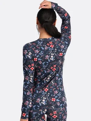 Kari Traa Baselayer Fryd Long Sleeve Floral Humingbird Pattern Small thumbnail 2