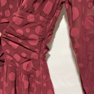 ASOS New Design V-Neck Ruched Waist Long Sleeve Skater Mini Dress Oxblood Size 0 thumbnail 14